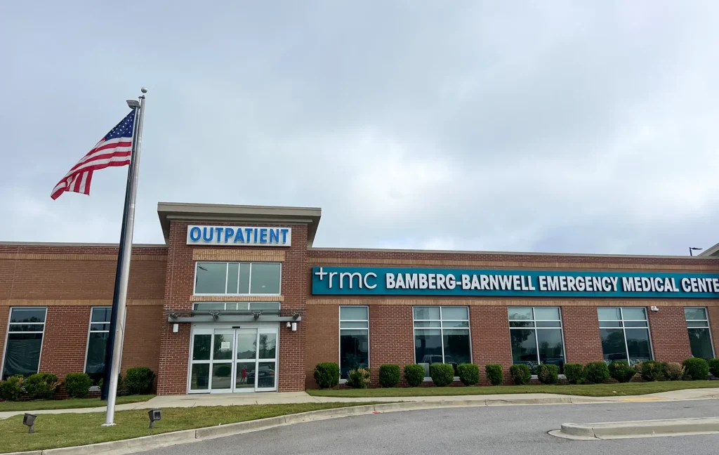 Front exterior facade of the Bamberg-Barnwell Emergency Medical Center (BBEMC) Cardiology building