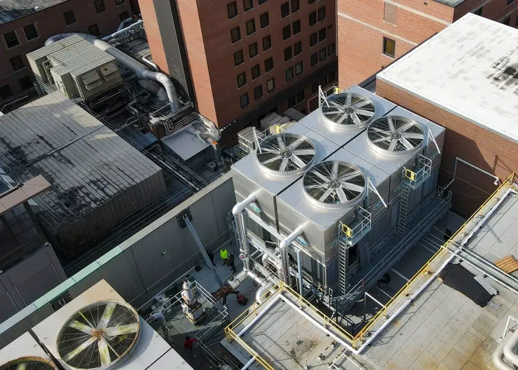 Cooling tower at MUSC in downtown Charleston, project managed by Iskagna