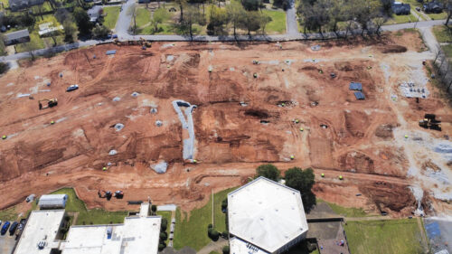 Drone footage of West Village under construction